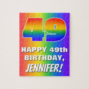 49th Birthday: Colourful, Fun Rainbow Pattern # 49 Jigsaw Puzzle