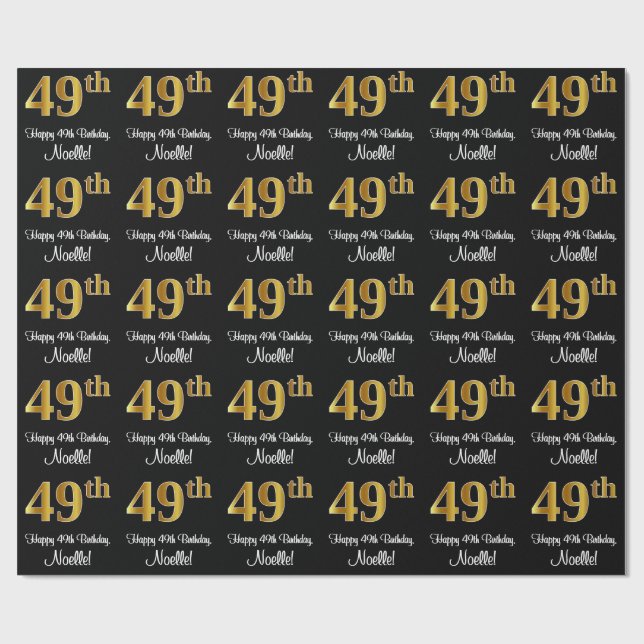 49th Birthday: Elegant Luxurious Faux Gold Look # Wrapping Paper (Flat)