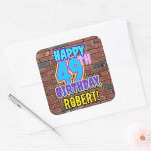 49th Birthday – Fun, Urban Graffiti Inspired Look Square Sticker