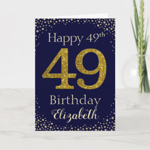 49th Birthday Golden Glitter Card