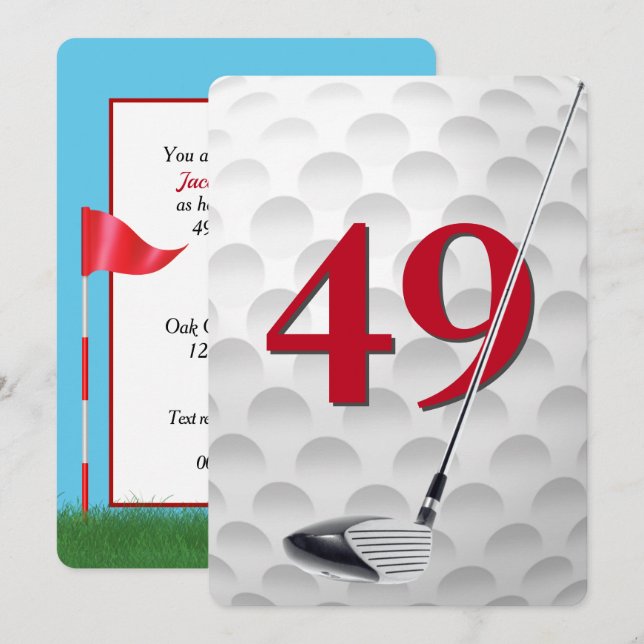 49th Birthday Golf Theme Party Invitation (Front/Back)