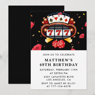49th birthday invitation Casino Poker Playing card