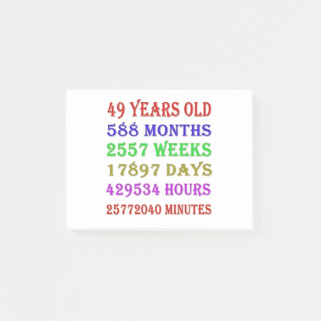 49th Birthday Milestones Post-it Notes (Front)