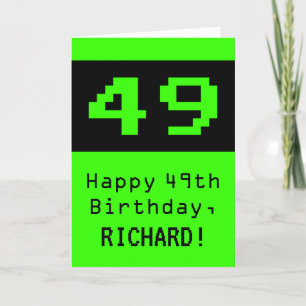 49th Birthday: Nerdy / Geeky Style "49" and Name Card