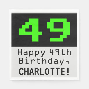 49th Birthday - Nerdy / Geeky Style "49" & Name Napkin