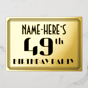 49th Birthday Party: Art Deco Look “49” and Name