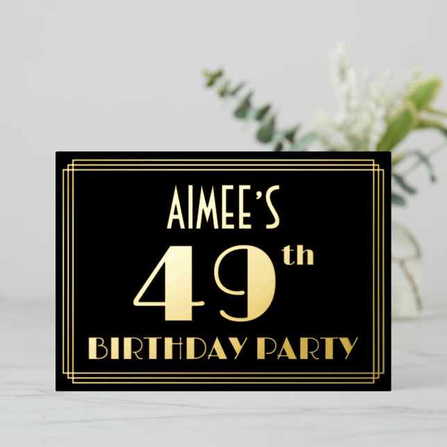 49th Birthday Party: Art Deco Look “49”, w/ Name (Standing Front)