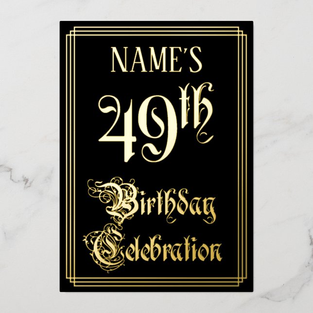 49th Birthday Party — Fancy Script & Custom Name (Front)
