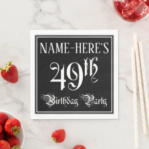 49th Birthday Party — Fancy Script + Custom Name Napkin