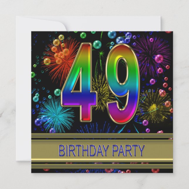49th Birthday party Invitation with bubbles (Front)