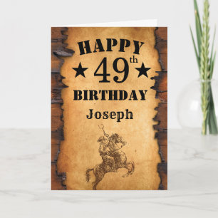 49th Birthday Rustic Country Western Cowboy Horse Card