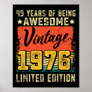 49th Birthday Vintage 1976 49 Years Old Bday Decor