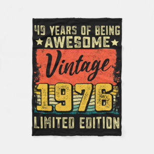 49th Birthday Vintage 1976 49 Years Old Bday Decor Fleece Blanket