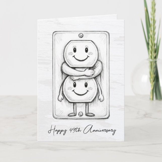 49th Wedding Anniversary Electrical Socket  Card (Front)