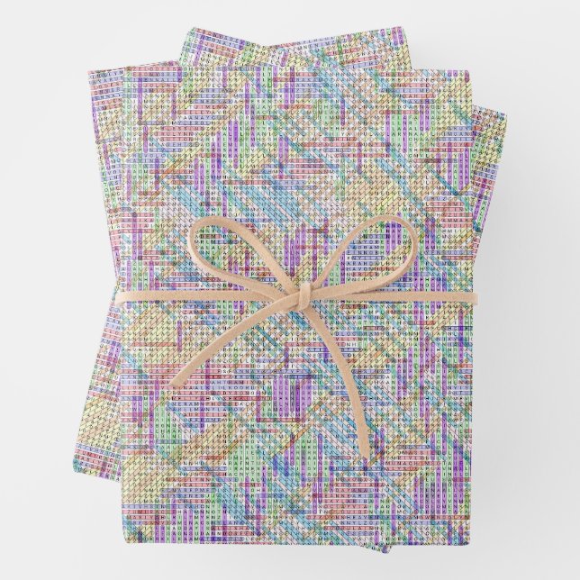4,000 Girls Names Word Search Puzzle Solved Wrapping Paper Sheet (In situ)