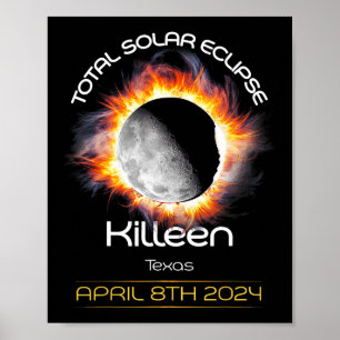 4.08.24 Total Solar Eclipse 2024 Killeen Texas  Poster