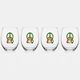 4 20 Peace Stemless Wine Glass