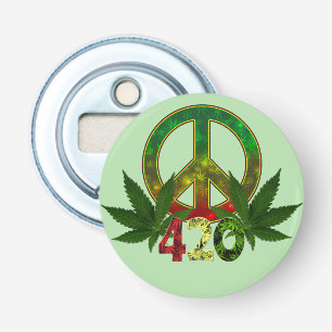 4 20 Rasta Peace Weed Green Bottle Opener