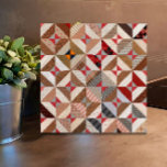 4.25" Elegant Patchwork Quilt Vintage Pattern Ceramic Tile<br><div class="desc">This elegant ceramic tile features a beautiful vintage patchwork quilt pattern in colourful tones of pink/coral and taupe. Cosy charm and originality for your kitchen, bathroom, counter, backsplash or other tiled space. Also makes a great trivet. A rustic, antique pattern with a distinctly modern, graphic look. Suitable for the country...</div>
