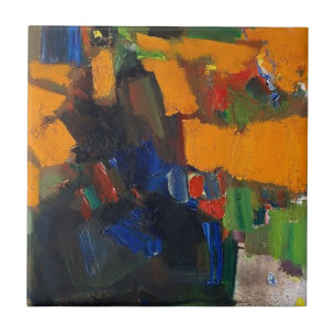 4.25 inch square tile with abstract design