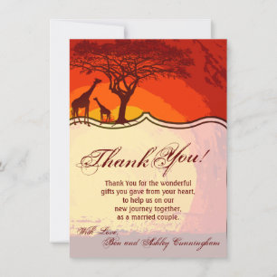 4.5x6.25 Thank You Card African Safari Giraffe Sun