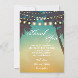 4.5x6.25 Thank You Card Beach Sunset Palm Tree Str