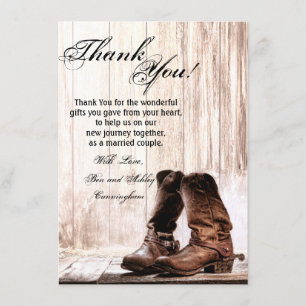 4.5x6.25 Thank You Card Boots Country Rustic Weste