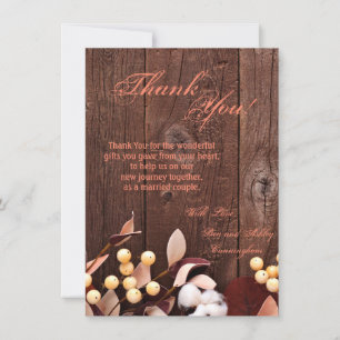 4.5x6.25 Thank You Card Cotton Branch on Dark Wood