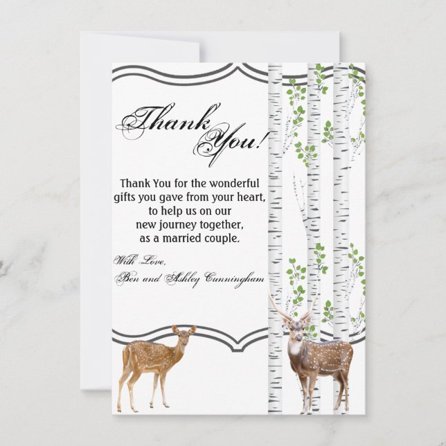 4.5x6.25 Thank You Card Deer Doe Woodland Buck (Front)