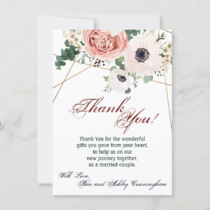 4.5x6.25 Thank You Card Geometric Garden Rose Anem