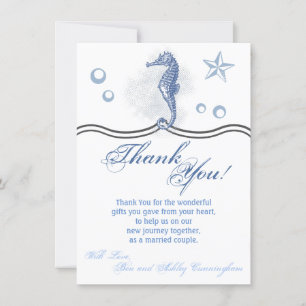 4.5x6.25 Thank You Card Seahorse Sea Ocean Beach
