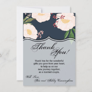 4.5x6.25 Thank You Card White Floral Flowers on Da