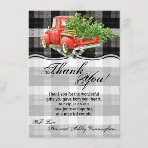 4.5x6.25 Thank You Card XMAS Truck Buffalo Plaid
