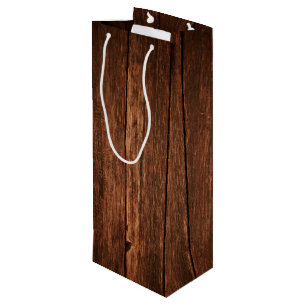 4.75lx4wx13h Wine Gift Bag Barn Wood Country Rusti