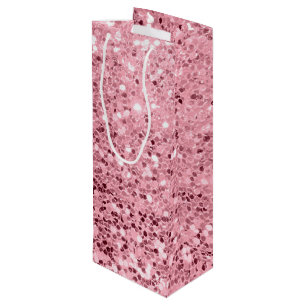4.75lx4wx13h Wine Gift Bag Rose Gold Glitter