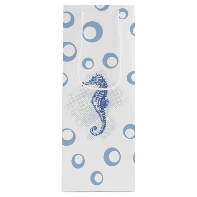 4.75lx4wx13h Wine Gift Bag Seahorse Ocean Beach (Front)