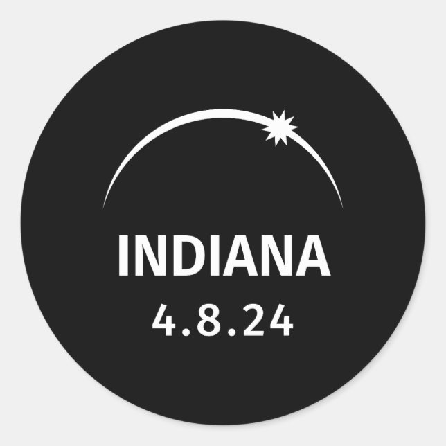 4.8.24 Solar Eclipse Indiana Classic Round Sticker (Front)