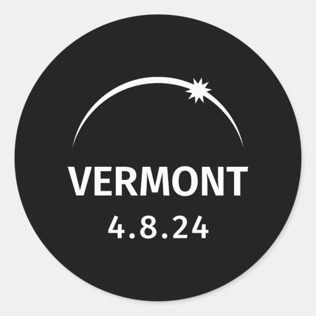 4.8.24 Solar Eclipse Vermont  Classic Round Sticker (Front)