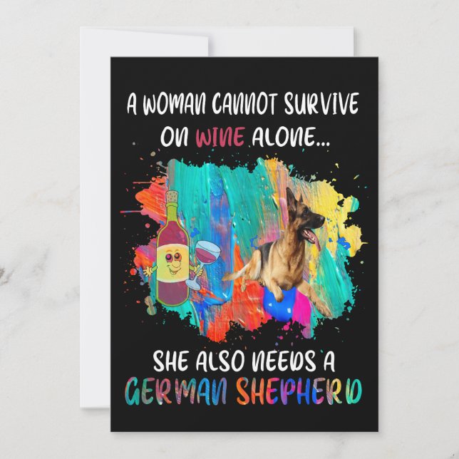 4 A Woman Cannot Survive On Wine Alone She Also Ne Invitation (Front)