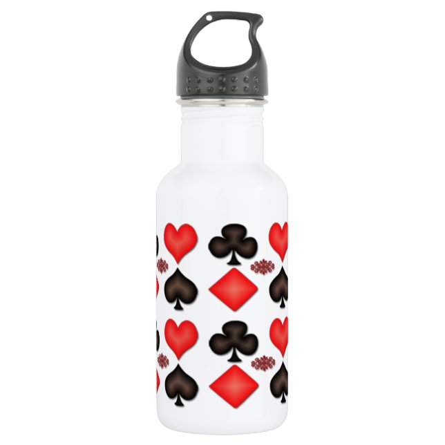 4 Aces Playing Cards Pattern 16oz 532 Ml Water Bottle (Front)