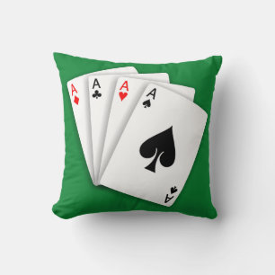 4 Aces Throw Pillow
