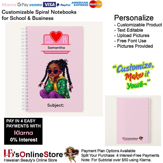 4 African American Girl Writing Supplies Students Notebook (4 African American Girl Writing Supplies Students Notebook.)