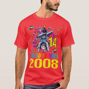 4 Awesome Since 2008 Astronaut 4th Birthday Space T-Shirt