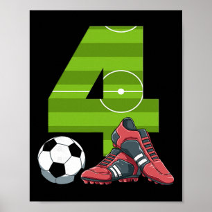 4 Birthday Soccer First Birthday Footll Kids Poster