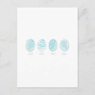 4 blue patterned Easter eggs Holiday Postcard