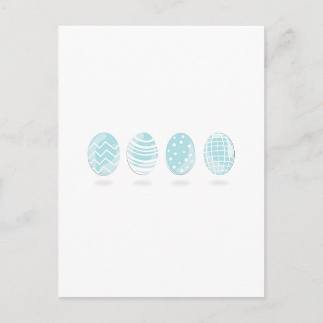 4 blue patterned Easter eggs Holiday Postcard (Front)