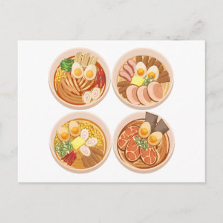 4 Bowls of Ramen Postcard