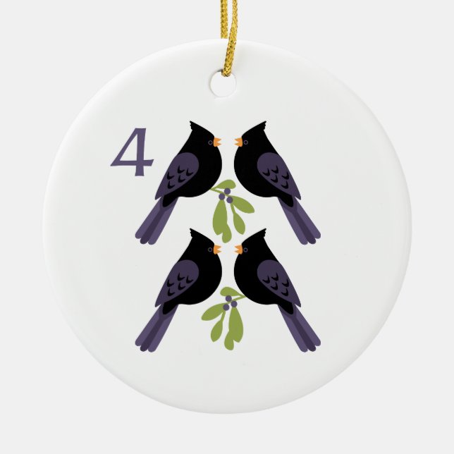 4 Calling Birds Ceramic Ornament (Front)