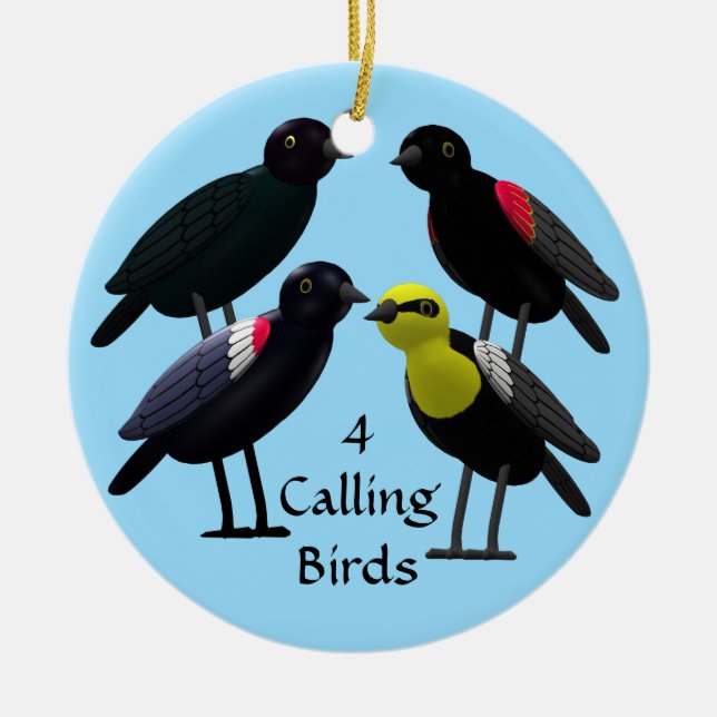 4 Calling Birds Ceramic Tree Decoration (Front)