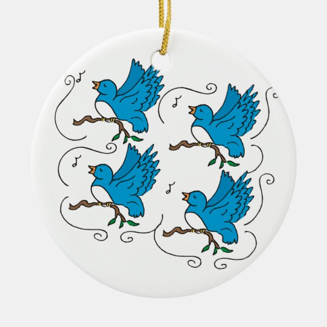 4 Calling Birds Ceramic Tree Decoration (Front)